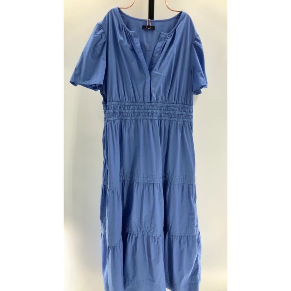 Quince Light Blue Tiered Organic Cotton Maxi Dress